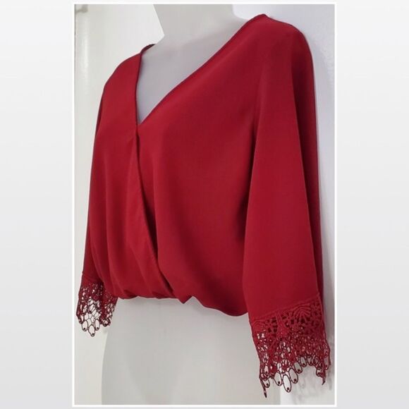 Y2K Charlotte Russe Small Red Chiffon Crop Trend Top - Picture 9 of 16